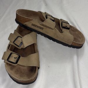 Birkenstock Arizona Stone Birkibuc Natural Leather Men's Women's Sandals EU 36